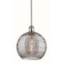 Innovations Lighting Athens Deco Swirl 10" Wide Mini Pendant Polished Nickel / Light Smoke Deco Swirl