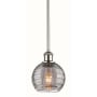 Innovations Lighting Athens Deco Swirl 6" Wide Mini Pendant Polished Nickel / Light Smoke Deco Swirl