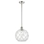 Innovations Lighting Large Farmhouse Rope 10" Wide Mini Pendant Polished Nickel / Clear Glass with White Rope