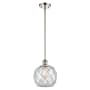 Innovations Lighting Farmhouse Rope 8" Wide Mini Pendant Polished Nickel / Clear Glass with White Rope