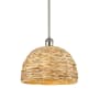 Innovations Lighting Woven Rattan 12" Wide Pendant Polished Nickel / Natural