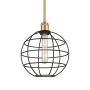 Innovations Lighting Lake Placid 10" Wide Cage Pendant Satin Gold / Matte Black