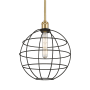 Innovations Lighting Lake Placid 12" Wide Cage Pendant Satin Gold / Matte Black