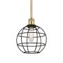 Innovations Lighting Lake Placid 8" Wide Cage Mini Pendant Satin Gold / Matte Black
