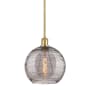 Innovations Lighting Athens Deco Swirl 10" Wide Mini Pendant Satin Gold / Light Smoke Deco Swirl