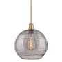 Innovations Lighting Athens Deco Swirl 12" Wide Pendant Satin Gold / Light Smoke Deco Swirl