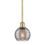 Innovations Lighting Athens Deco Swirl 6" Wide Mini Pendant Satin Gold / Light Smoke Deco Swirl