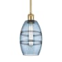Innovations Lighting Vaz 6" Wide Mini Pendant Satin Gold / Princess Blue