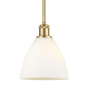Innovations Lighting Bristol Glass 8" Wide Mini Pendant Satin Gold / Matte White