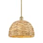 Innovations Lighting Woven Rattan 12" Wide Pendant Satin Gold / Natural