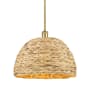 Innovations Lighting Woven Rattan 16" Wide Pendant Satin Gold / Natural