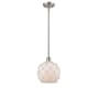 Innovations Lighting Farmhouse Rope 8" Wide Mini Pendant Brushed Satin Nickel / White Glass with White Rope