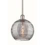 Innovations Lighting Athens Deco Swirl 10" Wide Mini Pendant Brushed Satin Nickel / Light Smoke Deco Swirl