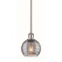 Innovations Lighting Athens Deco Swirl 6" Wide Mini Pendant Brushed Satin Nickel / Light Smoke Deco Swirl