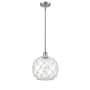 Innovations Lighting Large Farmhouse Rope 10" Wide Mini Pendant Brushed Satin Nickel / Clear Glass with White Rope