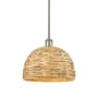 Innovations Lighting Woven Rattan 12" Wide Pendant Satin Nickel / Natural