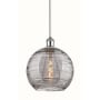 Innovations Lighting Athens Deco Swirl 10" Wide Mini Pendant White Polished Chrome / Light Smoke Deco Swirl