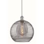 Innovations Lighting Athens Deco Swirl 12" Wide Pendant White Polished Chrome / Light Smoke Deco Swirl