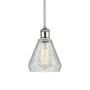 Innovations Lighting Conesus 6" Wide Mini Pendant Clear Crackle / White and Polished Chrome