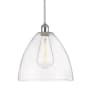Innovations Lighting Bristol 12" Wide Pendant White and Polished Chrome / Clear