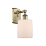 Innovations Lighting Cobbleskill 9" Tall Wall Sconce Antique Brass / Matte White