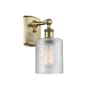 Innovations Lighting Cobbleskill 9" Tall Wall Sconce Antique Brass / Clear