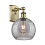 Innovations Lighting Athens Deco Swirl 11" Tall Wall Sconce Antique Brass / Light Smoke Deco Swirl