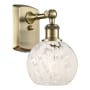 Innovations Lighting White Mouchette 9" Tall Wall Sconce Antique Brass / White Mouchette