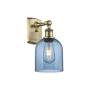 Innovations Lighting Bella 11" Tall Wall Sconce Antique Brass / Princess Blue