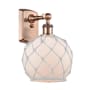 Innovations Lighting Farmhouse Rope 13" Tall Bathroom Sconce Antique Copper / White