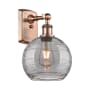 Innovations Lighting Athens Deco Swirl 11" Tall Wall Sconce Antique Copper / Light Smoke Deco Swirl