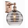 Innovations Lighting Rochester 11" Tall Wall Sconce Antique Copper / Light Smoke