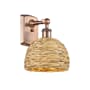Innovations Lighting Woven Rattan 12" Tall Wall Sconce Antique Copper / Natural