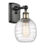 Innovations Lighting Belfast 11" Tall Wall Sconce Black Antique Brass / Deco Swirl