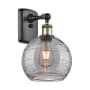Innovations Lighting Athens Deco Swirl 11" Tall Wall Sconce Black Antique Brass / Light Smoke Deco Swirl