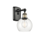 Innovations Lighting Athens 9" Tall Wall Sconce Black Antique Brass / Clear