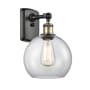 Innovations Lighting Athens 13" Tall Wall Sconce Black Antique Brass / Clear