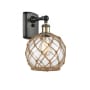 Innovations Lighting Farmhouse Rope 13" Tall Bathroom Sconce Black Antique Brass / Clear / Brown