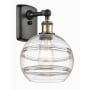 Innovations Lighting Rochester 11" Tall Wall Sconce Black Antique Brass / Clear