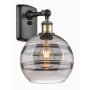 Innovations Lighting Rochester 11" Tall Wall Sconce Black Antique Brass / Light Smoke