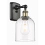 Innovations Lighting Bella 11" Tall Wall Sconce Black Antique Brass / Clear