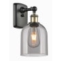 Innovations Lighting Bella 11" Tall Wall Sconce Black Antique Brass / Light Smoke