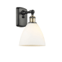 Innovations Lighting Bristol Glass 12" Tall Wall Sconce Black Antique Brass / Matte White
