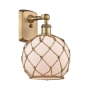 Innovations Lighting Farmhouse Rope 13" Tall Bathroom Sconce Brushed Brass / White / Brown