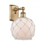 Innovations Lighting Farmhouse Rope 13" Tall Bathroom Sconce Brushed Brass / White