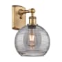 Innovations Lighting Athens Deco Swirl 11" Tall Wall Sconce Brushed Brass / Light Smoke Deco Swirl