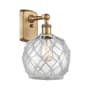 Innovations Lighting Farmhouse Rope 13" Tall Bathroom Sconce Brushed Brass / Clear / White