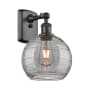 Innovations Lighting Athens Deco Swirl 11" Tall Wall Sconce Matte Black / Light Smoke Deco Swirl