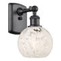 Innovations Lighting White Mouchette 9" Tall Wall Sconce Matte Black / White Mouchette