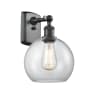 Innovations Lighting Athens 13" Tall Wall Sconce Matte Black / Clear